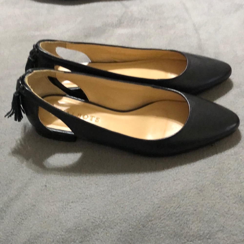 Talbots Tassel Black Leather Flats Size 5M